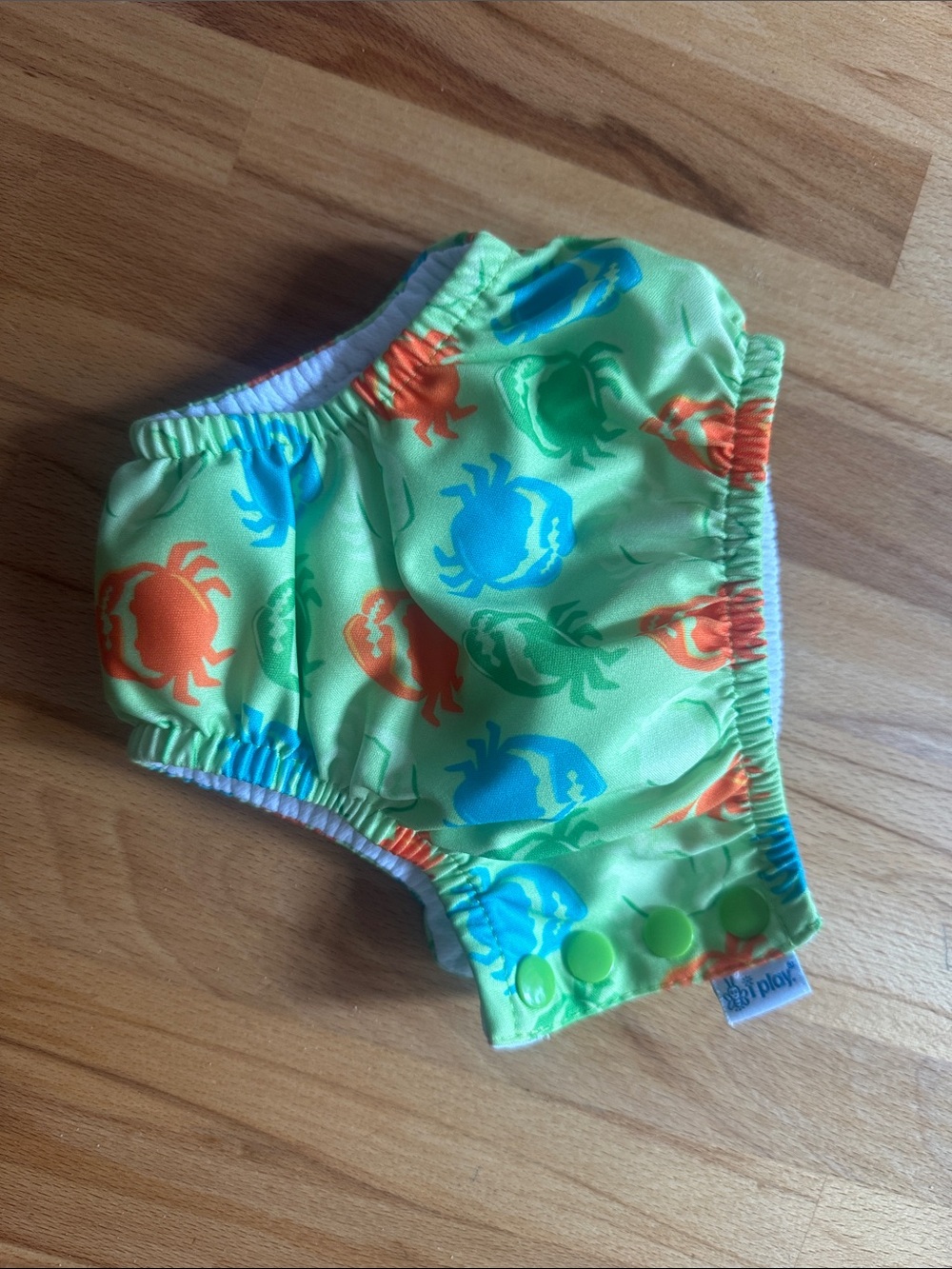 Green Crab-Print Toddler Swim Diaper